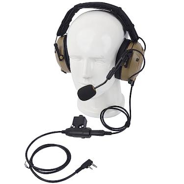Imagem de Pdflie 26dB Noise Cancelling Military Airsoft Communication Headphone Tactical Earpiece with U94 Ptt Boom Mic for K1 Two Pin Kenwood Radios Baofeng UV 5R BF-F8HP Retevis H777 RT22 RT68 (NATO US Wired)