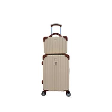 Imagem de Mala de Bordo 10kg com Frasqueira Bagagem de Mão Expansivel Aprovada ANAC com 4 Rodas duplas 360° Cadeado AntiFurto TSA Mala de Viagem Alça Lateral com Divisória, Leve Resistente (Bege)