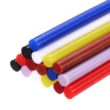 Imagem de uxcell 16 bastões de pistola de cola quente tamanho completo 20,3 cm x 0,7 cm 7 x 200 mm, preto, branco, vermelho brilhante, marrom, roxo, amarelo, vinho, azul precioso
