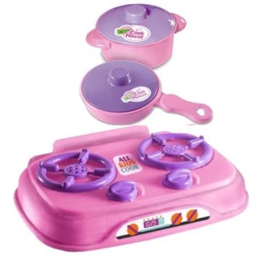 Imagem de Kit Brinquedo Cozinha Infantil Fogão 2 Panelinhas