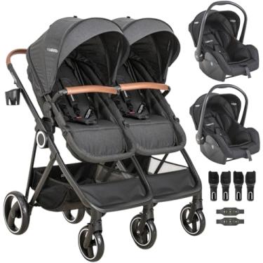 Imagem de Carrinho Kiddo para Gemeos com 2 Bebe Conforto Cosmos Preto