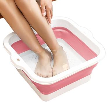 Imagem de Bacia Para Pés | Banheira De Imersão Para Pés | Barril Dobrável de Tamanho Grande Antiderrapante com 168 Pontos Massageadores Convexos para Homens Mulheres Idosos Casa Banheiro Carro Limpeza