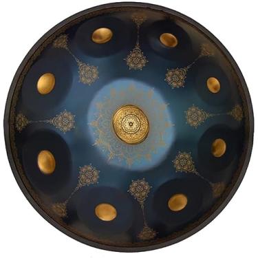 Imagem de 9 Notas Handpan Em Ré Menor 22 Polegadas Tambor De Mão De Aço, Gravação A Laser Não Desbota, Com Bolsa De Mão, Baquetas, Tripé De Bateria, Para Produção De Áudio Profissional, Blue