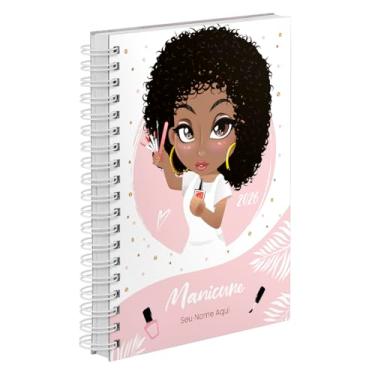 Imagem de Agenda Comercial 2026 Personalizada Capa Dura Manicure Crespo Cores (Rosa)