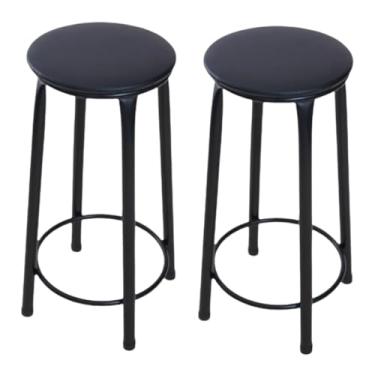 Imagem de 2 banquetas alta sem encosto cozinha bancada balcão area gourmet(preto)