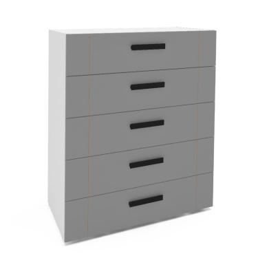 Imagem de Cômoda Lisboa 5 Gavetas Cinza e Branca