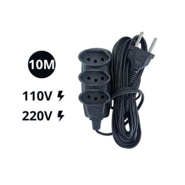 Imagem de Extensão Elétrica 3 Furos Fio de 10 Metros 110v 220v 10a 20a - Lartec