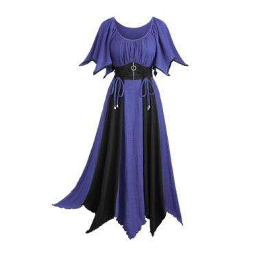 Imagem de ROSE GAL Vestido vitoriano Rosegal feminino plus size medieval renascentista texturizado color block vestido de manga de sino, Roxa, 1X