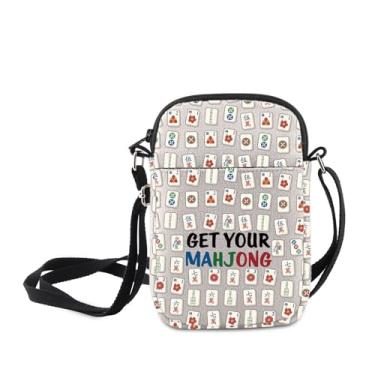 Imagem de MNIGIU Mahjong Lover Gift Mahjong Board Game Gift Get Your Mahjong Crossbody Bag Lucky Mahjong Tiles Messenger Bag, Obtenha seu Mahjong