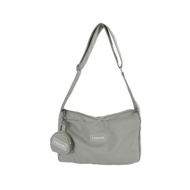 Imagem de Andiker Bolsa tiracolo feminina, bolsa de ombro de tecido Oxford com 1 bolsa de moedas removível para compras, férias, escritório, Verde
