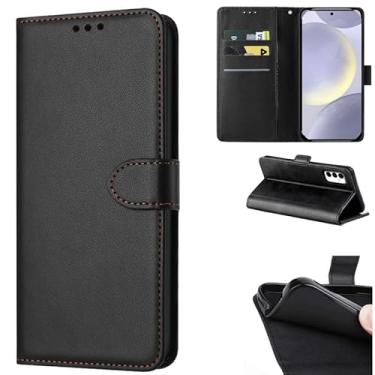 Imagem de Capa Carteira S24 Compatível Samsung Porta Cartões Preta Capinha Flip Case