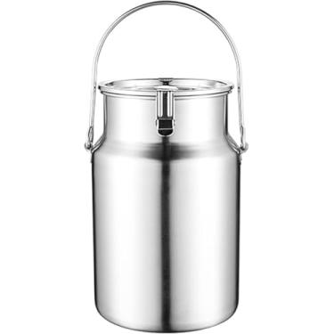 Imagem de Jarro De Leite De Aço Inoxidável C 3l / 5l / 10l Tanque De Transporte De Leite Balde De Vinho Balde De Fermentação Barril Com Tampa E Alça Para Armazenamento De Líquidos Recip, 10L