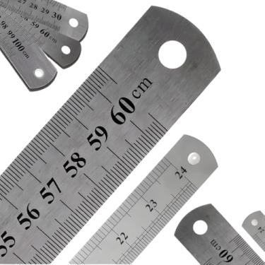 Imagem de Régua de Aço Inox 1m, 60cm e 30cm – Patchwork, Artesanato e Costura Criativa Oferece Medição Exata Em Cortes Retos E Traçados, Garantindo Resultados Profissionais Em Cada Projeto
