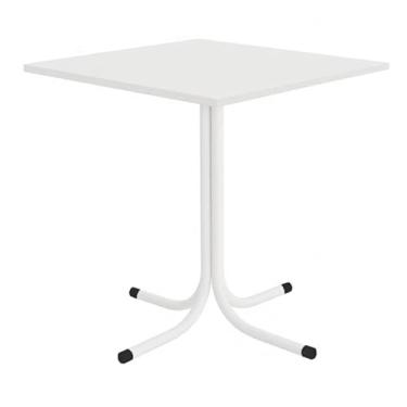 Imagem de Mesa de Jantar Quadrada 70cm Branca Tampo Madeira Branco