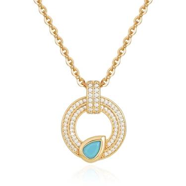 Imagem de BENEIGE Colar banhado a ouro com pingentes de zircônia cúbica, Latão, Zircão