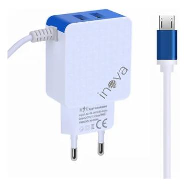 Imagem de Carregador Turbo Fonte 3.1a 2 Usb + Cabo Micro-usb V8 Cor Branco