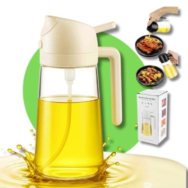 Imagem de Porta azeite spray 2 em 1 de vidro 500ml. Borrifa óleos e vinagres com precisão. Ideal para uma culinária saudável e sem desperdícios (Branco) – Qualidade Premium LNSTORE