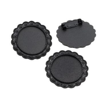 Imagem de Broche de Bronze Banhado a Prata - Estilo Folhas - 5 Peças com Base pa