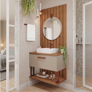 Imagem de Gabinete Suspenso com Cuba e Espelheira 80cm Mari Espresso Móveis Capuccino