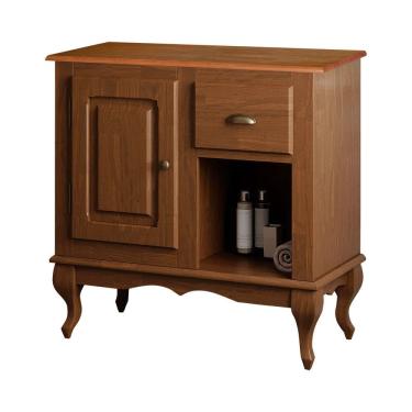 Imagem de Gabinete para Banheiro 1 Porta 1 Gaveta com Pés Luiz XV Dália 3064 - Imbuia Glazer