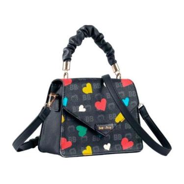 Imagem de Bolsa Mini Baú Betty Boop Preto E Coração Colorido - Semax