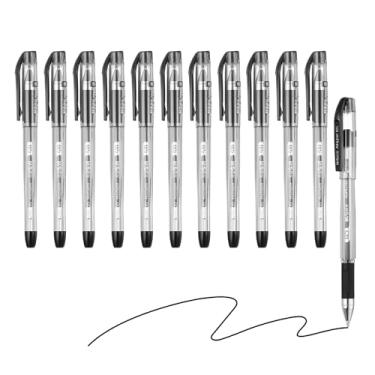 Imagem de M&G Canetas esferográficas de 0,5 mm, 12 peças, canetas esferográficas, preta, tinta de gel líquido, escrita suave para escrever em casa, escritório, transparente, AGPK3704A