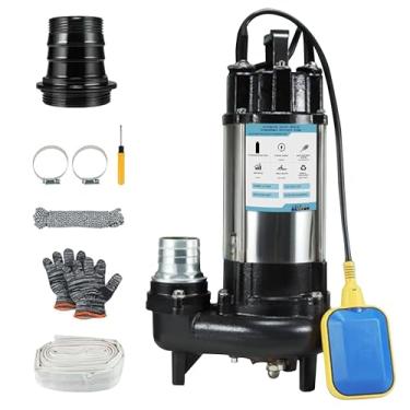 Imagem de elelife Bomba De Esgoto Submersível 1 Hp, Efluentes, Poço, 110 V, 6400 Gph, Com Interruptor Bóia Automático, Ferro Fundido, Descarga Npt 2'' Para Porão, Bacia, Residencial