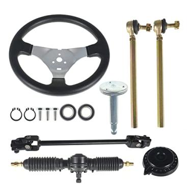 Imagem de labwork Kit de aço para volante de 300 mm, 320 mm, conjunto de eixo ajustável de pinhão, substituição para Go Kart 110cc