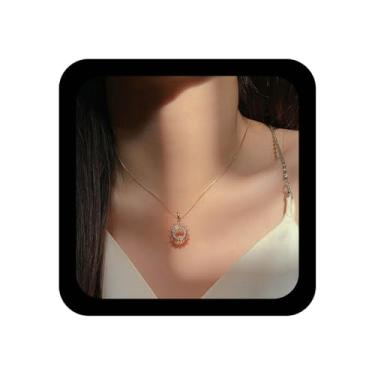 Imagem de Xduargs Colar de sol de cristal boho gargantilha vintage colar com pingente de sol flores colares ocos de girassol corrente para mulheres (ouro), Zinco, Sem Pedra Preciosa