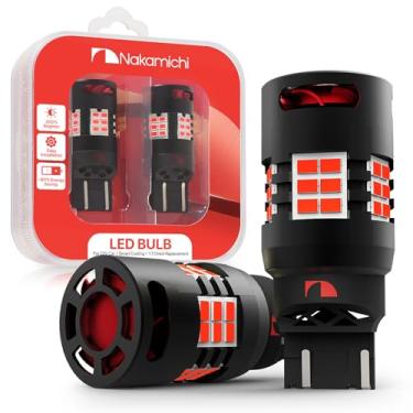 Imagem de Nakamichi Lâmpada LED Automotiva T20 7443 7441 7444 (W21/5W), 30 SMD 3020, CANBUS sem erro, ventilador 12.000 RPM, para freio, seta e luz de ré (Vermelho Monza, 30 LEDs, Pacote com 2)