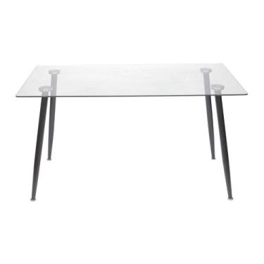 Imagem de Mesa de Jantar Retangular 120 cm Taurus Base Metal Preto Tampo Vidro -