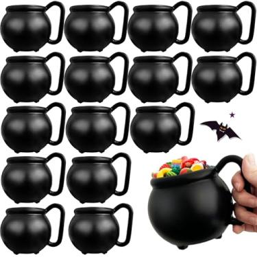 Imagem de 15 peças de caneca de caldeirão de plástico de caldeirão de Halloween, copos de festa, canecas de bruxas, para lembrancinhas de festa de Halloween, centros de mesa, decoração de presentes, 425 g