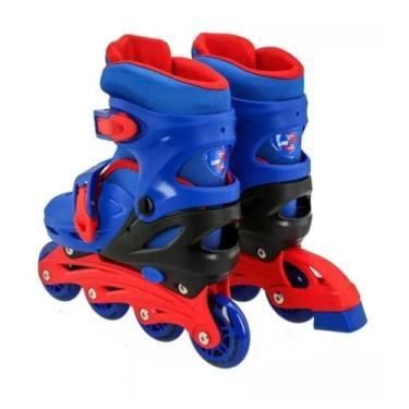 Imagem de Kit Patins Infantil com Acessórios de Segurança, Azul, Tamanho 30-33