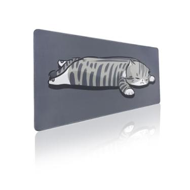 Imagem de YUNZII Keynovo Mouse Pad para jogos, tapete de mouse grande, antiderrapante 4 mm Laptop Gaming Desktop, à prova d'água para jogos, escritório e casa (Lay Cat, 89.9 cm x 39.9 cm)