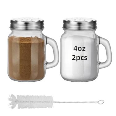 Imagem de 2 frascos de temperos de vidro transparente de 118 ml, saleiros, garrafas de tempero doméstico, saleiro e pimenteiro, pote de tempero multiuso para temperos, saleiro, recipiente de pimenta (2)