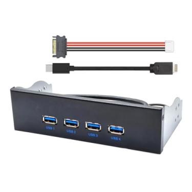 Imagem de CY HUB USB 3.1 Tipo-A de 10 Gbps, 4 portas, painel frontal para placa-mãe, cabo conector tipo E, 10 Gbps para bandeja de compartimento de CD-ROM de 13.3 cm