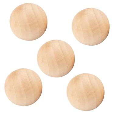 Imagem de Colaxi 5x Bolas de Madeira Bolas de Madeira Projetos DIY Decoração Bola de Artesanal Arte Portátil Multiuso Esfera Inacabada Bola de Dura, Diâmetro 6.5 Cm