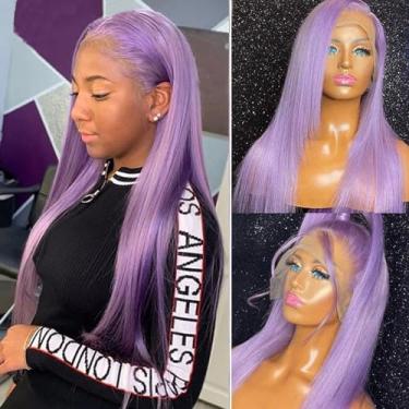 Imagem de Perucas de cabelo humano de renda roxo escuro para mulheres, 13 x 4 HD transparente lilás profundo laço frontal liso cabelo humano sem cola perucas pré-arrancadas com cabelo de bebê 150% densidade 50