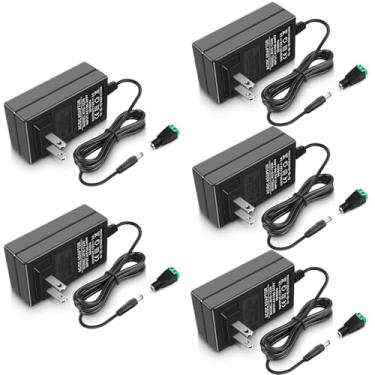 Imagem de Fonte de alimentação com tira de LED de 12 V, adaptador de alimentação de 3 A 36 W para câmera de segurança e leitor de DVD, transformador CA 100-240V para DC 12V, plugue americano (pacote com 5)