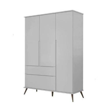 Imagem de Roupeiro Alice 3 Portas Infantil/ Juvenil Pés Palito 100% MDF Cinza - 