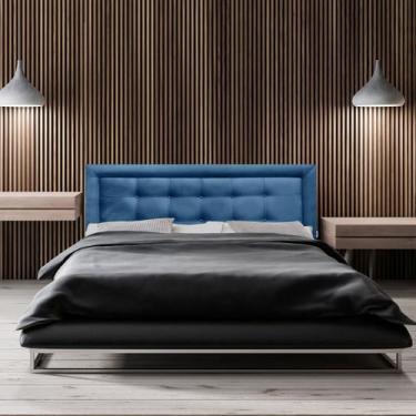 Imagem de Cabeceira Painel Queen Veneza Luxo 10 Suede Liso Azul Royal 160 X 60 R