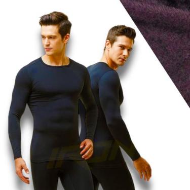 Imagem de Camiseta Camisa Segunda Pele MASCULINA FLANELADA Inverno Corrida Monta