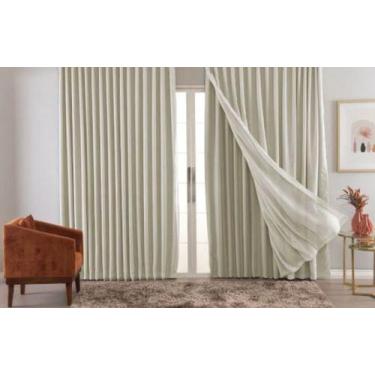 Imagem de Cortina Trilho Suiço Blackout Com Linho Marfim 5.40 X 2.80 - Bella Mod