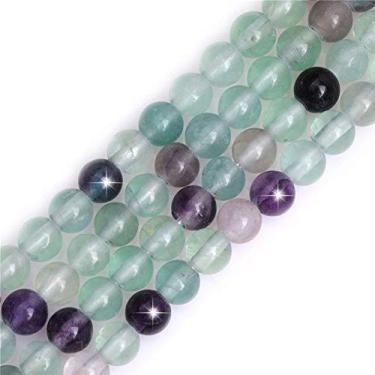 Imagem de GEM-interno 6 mm Natural Multicolorido Fluorite de quartzo Cristal Redondo Semi Precioso Chakras Grandes Furos Contas para fazer joias DIY Materiais de artesanato feitos à mão 38 cm, Fluorite Quartz Crystal, 8mm