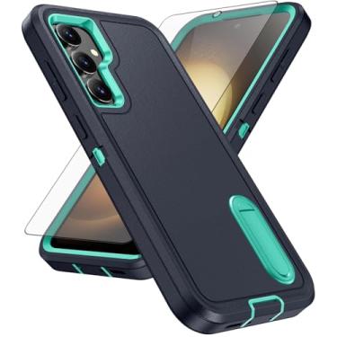Imagem de Capa de celular para Samsung Galaxy S23 FE 5G com protetor de tela de vidro temperado, suporte oculto híbrido, resistente, à prova de choque, rígida, proteção resistente S 23 EF S23FE 23S mulheres