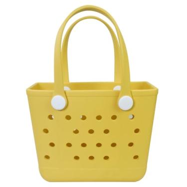Imagem de Addoklm Bolsa de praia de borracha extra grande leve pequena para academia, impermeável, bolsa aberta média para esportes na piscina, Amarelo, Small(10.6*4.3*8.5in)