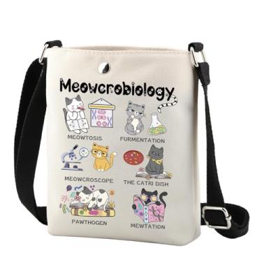 Imagem de TSOTMO Microbiologia Ciência Gato Bolsa tiracolo Clinical Lab Scientist Gift Science Teacher Gift Funny Cat Shoulder Bag, Meowcrobiology Cr