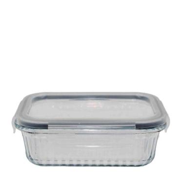 Imagem de Pote De Vidro Canelado 375Ml Pratic Com Tampa - Kit 05 - Wellmix