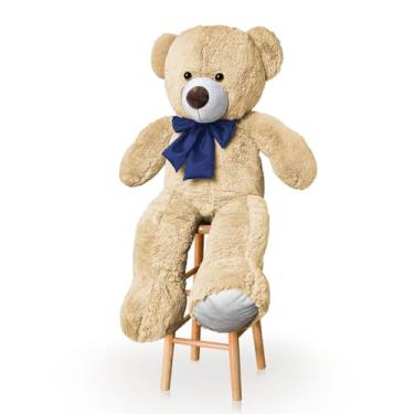 Imagem de Urso De Pelúcia Gigante 1M Com Laço Para Decoração Presente Amor (Doce De Leite Com Marinho)
