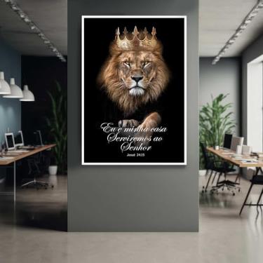 Imagem de Quadro com Moldura Leão de Judá Versículo Decorativo Grande Sala Quarto Hall